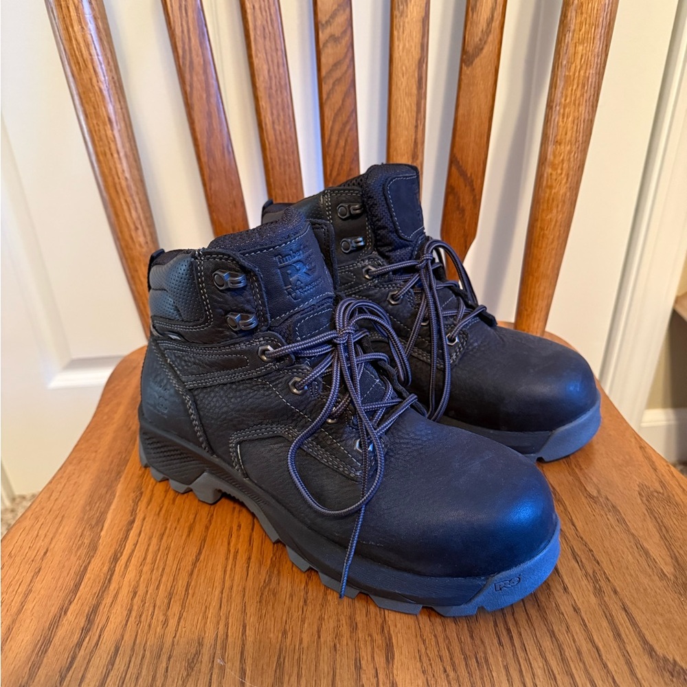 Timberland PRO TITAN alloy toe work boot black leather career laces women’s 10
